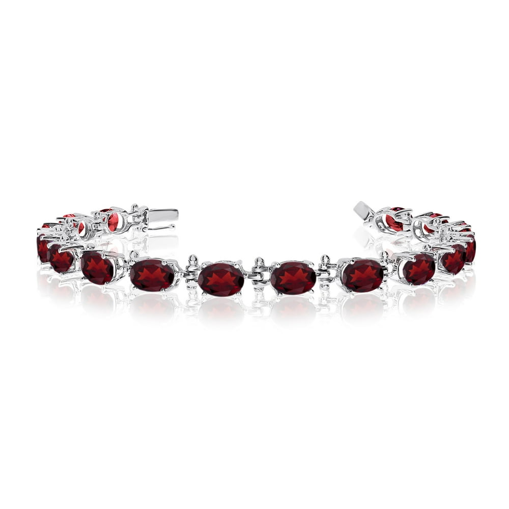 Direct-Jewelry - 14K White Gold Oval Garnet Tennis Bracelet - Walmart