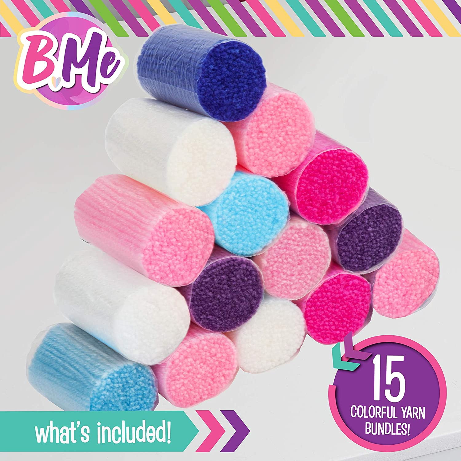B Me DIY Unicorn Latch Hook Kit for Girls – Mini Rug Sewing Set with 15 Colorful Yarn Bundles, Color-Coded Canvas, DIY Grils Bedroom Décor Idea Perfect Birthday & Gift Age 6+