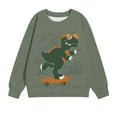 thumbnail image 5 of Zwiiyzr Boys and Girls Dinosaur Sweashirt Long Sleeve T-Shirt Printed Round Neck Pullover Tops Aged 1-12 Years Olive Green, 5 of 5
