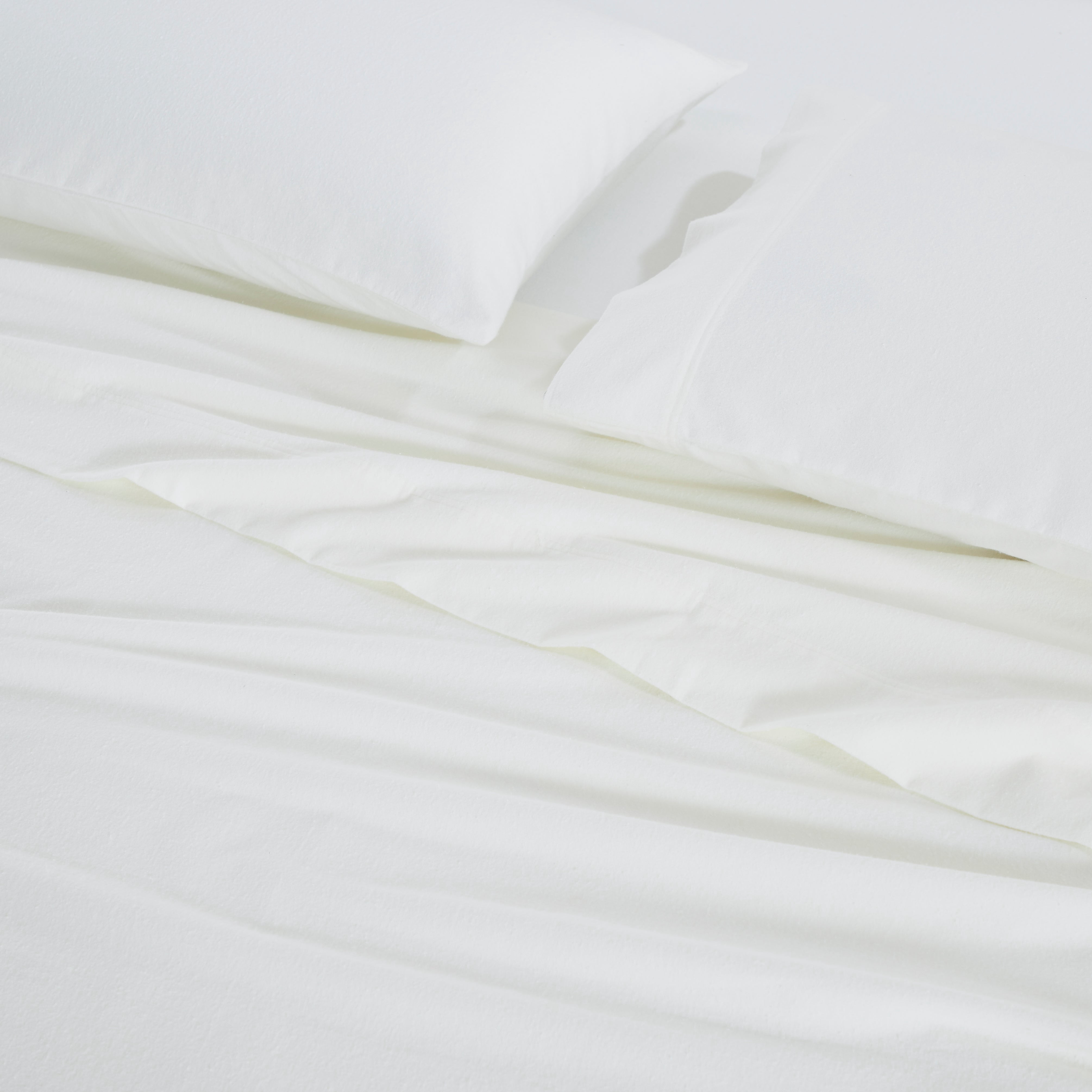 Superior 3-Piece Cotton Flannel Solid Bed Sheet Set, Twin XL, Ivory