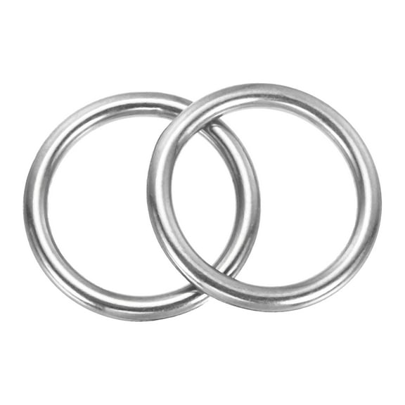 Uxcell 2 Inch Metal O Rings, Silver Welded Round Ring Buckles, Stainless Steel Hardware Bags Rings for Purse, Sewing Keychains Belts, Dog Collars, 2Pcs