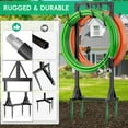 thumbnail image 3 of Heavy Duty Garden Hose Holder, 116CM Freestanding Metal Hose Stand with Dual-Sided Design & Hooks, Removable Outdoor Water Hose Rack for Garden Use, 3 of 7