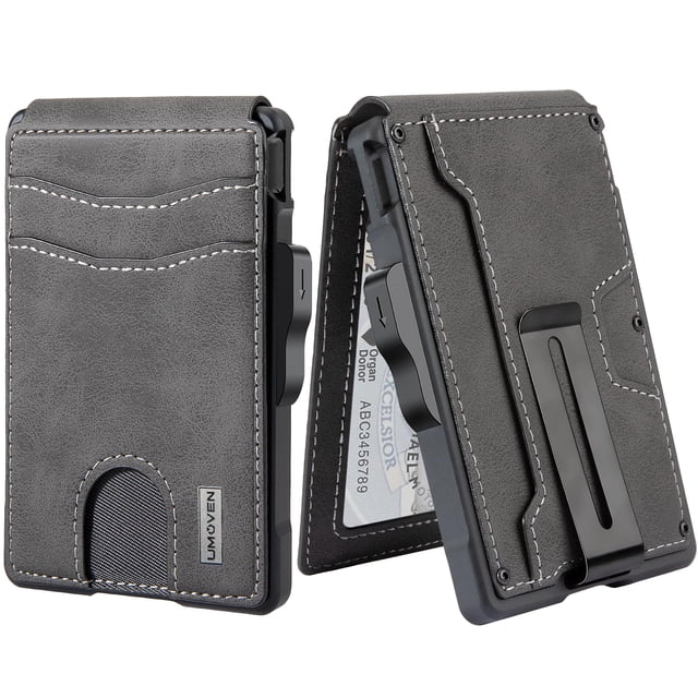 Billetera Umoven para Hombre con Bloqueo RFID, Gris Oscuro