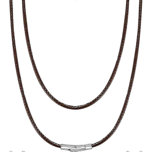 Waterproof Braided Leather Necklace Cord For Men Women With Stainless Steel/black Clasp, 2/3mm Width, 16"-30" Length, Black/brown Flexible Woven Wax R