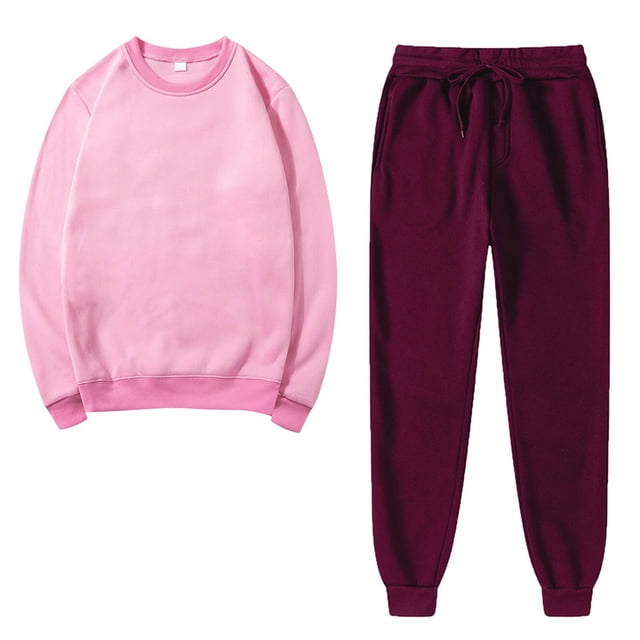 Besolor Ensemble 2 Pcs pour Femmes Survêtements Décontractés Pull Col Rond Chandail en Molleton et Pantalons de Jogging Ensembles d'Entraînement Survêtements