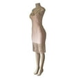thumbnail image 2 of Women's Strappy Top Cutout Tassel Fringe Hem Bodycon Fit Midi Bandage Dress Beige L, 2 of 7