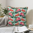 thumbnail image 6 of Haiem Palm Leaves Flamingo Print Velvet Soft Solid Decorative Square Throw Pillow Covers Set with Elegant Piping Christmas Cushion Case for Sofa Bedroom Car-20"x20", 6 of 8