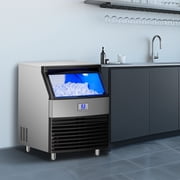 Friwest 450LBS/24H Commercial Ice Maker Machine, 120LBS Storage Bin, Under Counter Stainless Steel Ice Machine with Self-Cleaning LCD Panel for Restaurant, Bar, Café, Office & Hotel