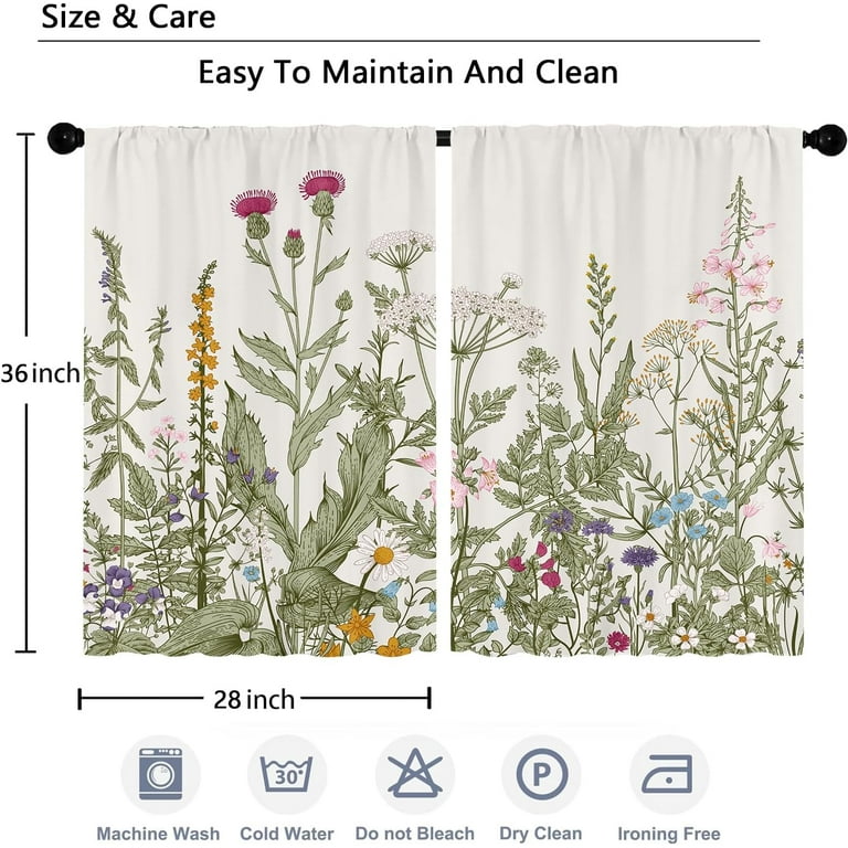 XTMYI Farmhoe Style Kitchen Window Curtains Over Sink,36 Inch Length Set 2 Pieces Rod Pocket Toile Pattern Design Cafe Mini Half Curtain Tier For Windows Small Bathroom,Black And White Cream