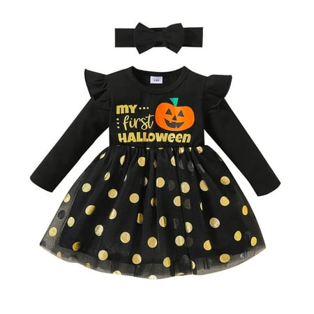 

LBECLEY Sweater Pencil Dress Toddler Girls Long Sleeve Dresses Kids Cartoon Letter Prints Dot Tulle Princess Dress Headbands Set Little Girls Name Brand Dresses Black 80
