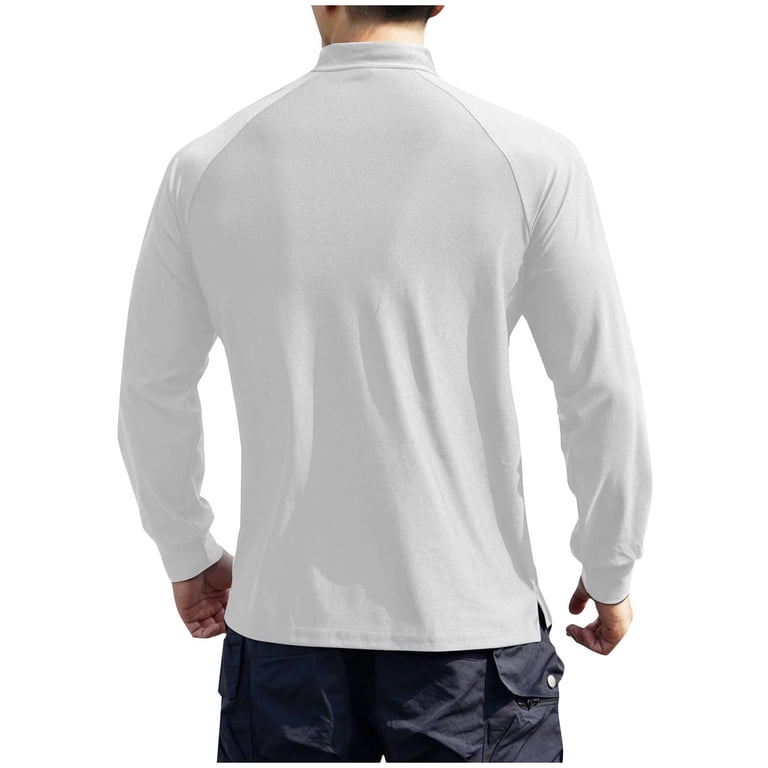 ZVNAΖH Mens Long Sleeve Active 1/4 Zip Stand Up Collar T-Shirt