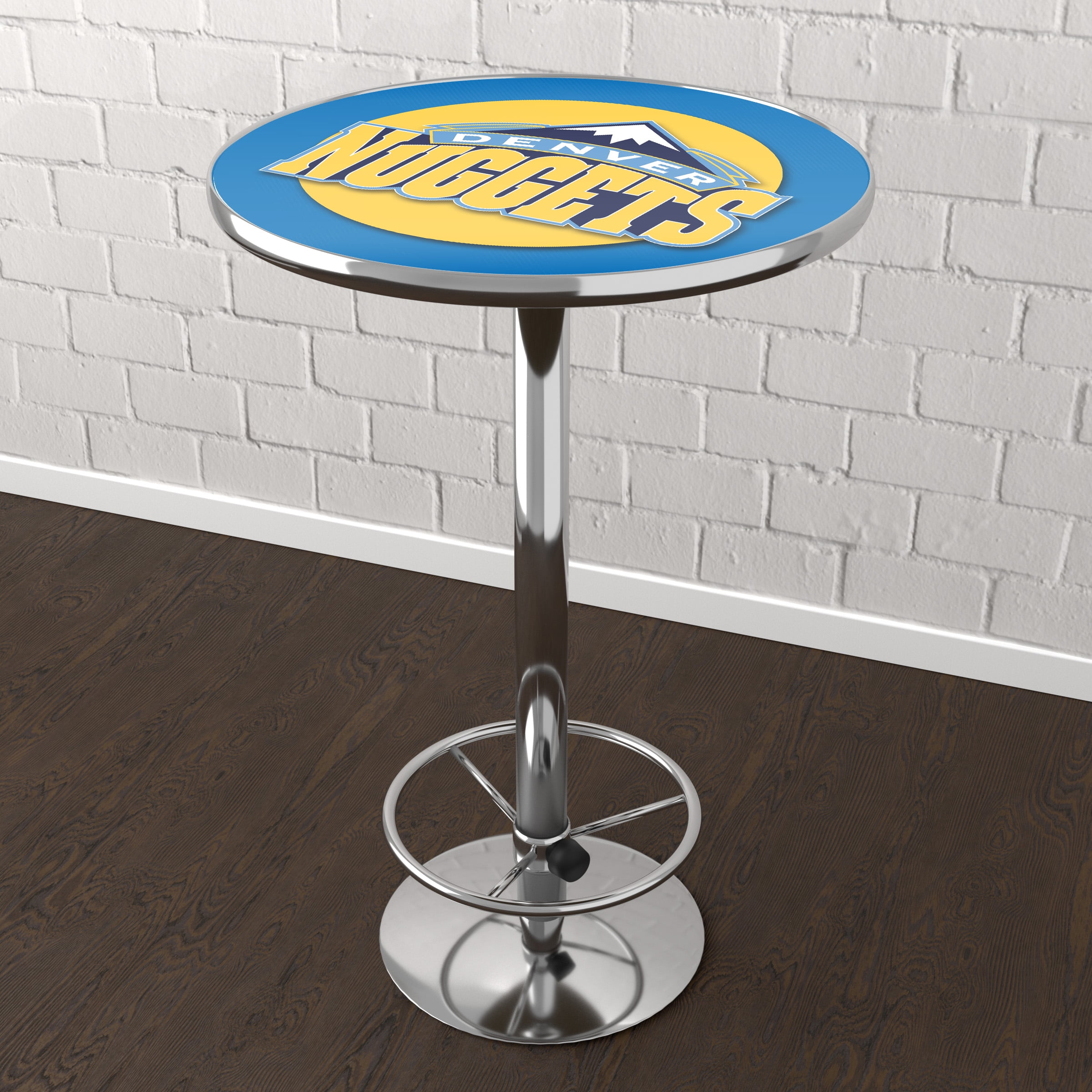 Denver Nuggets Logo Bar Table with Adjustable Footrest and Acrylic Top