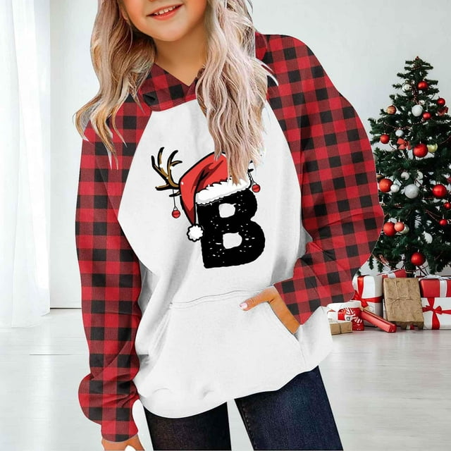 Cowsor Cute Hoodie for Teen Trendy Letter Print Preppy Hooded Sweatshirts Kids Pullover Long Sleeve School Outfits