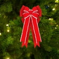 thumbnail image 6 of Christmas Decorations Red Christmas Bows Outdoor 18.9x11.02in Large Double Linen Christmas Tree Topper Bow Wreath Bow with Glitter Gold Edge Christmas Tree Decorations Holiday Party Home Decor, 6 of 6