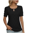 thumbnail image 5 of Cmfcve Women's Summer Shirt Short Sleeve Round Neck Daily Commuter Tops Stretchy Casual Gauze Shirts, 5 of 5