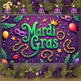 thumbnail image 3 of Colorful Feathers Mardi Gras Banner Golden Mask Happy Mardi Gras Display Purple Gold Green Star Decorations Carnival Backdrop for Carnival Party Mardi Gras Celebration Indoor Decoration, 3 of 9