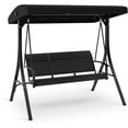 thumbnail image 1 of Historyli Columpio de patio de 3 plazas con toldo ajustable,resistente y duradero,ideal para adultos,con reposabrazos transpirables,perfecto para el patio.,Negro, 1 of 8