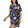 thumbnail image 2 of Bingfone Space Planet Print Pajamas Sets for Women Soft Short-Sleeved Pjs with Lounge Shorts Two Piece Sleepwear, 2 of 8