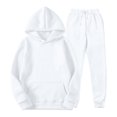thumbnail image 2 of Wutalume Men's Winter Solid Color Long-Sleeved Hooded Drawstring Sweatshirt and Sweatpants Suit, Warm and Comfortable for Casual and Athletic Wear,White 2XL, 2 of 4