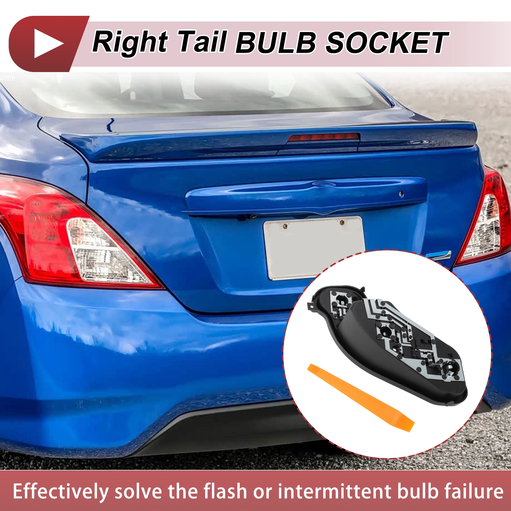 Unique Bargains Tail Light Bulb Socket for Nissan Versa Sedan 2013-2019 Right Side