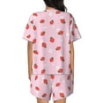 thumbnail image 3 of Bingfone Strawberry Floral Print Pajamas Sets for Women Soft Short-Sleeved Pjs with Lounge Shorts Two Piece Sleepwear, 3 of 8