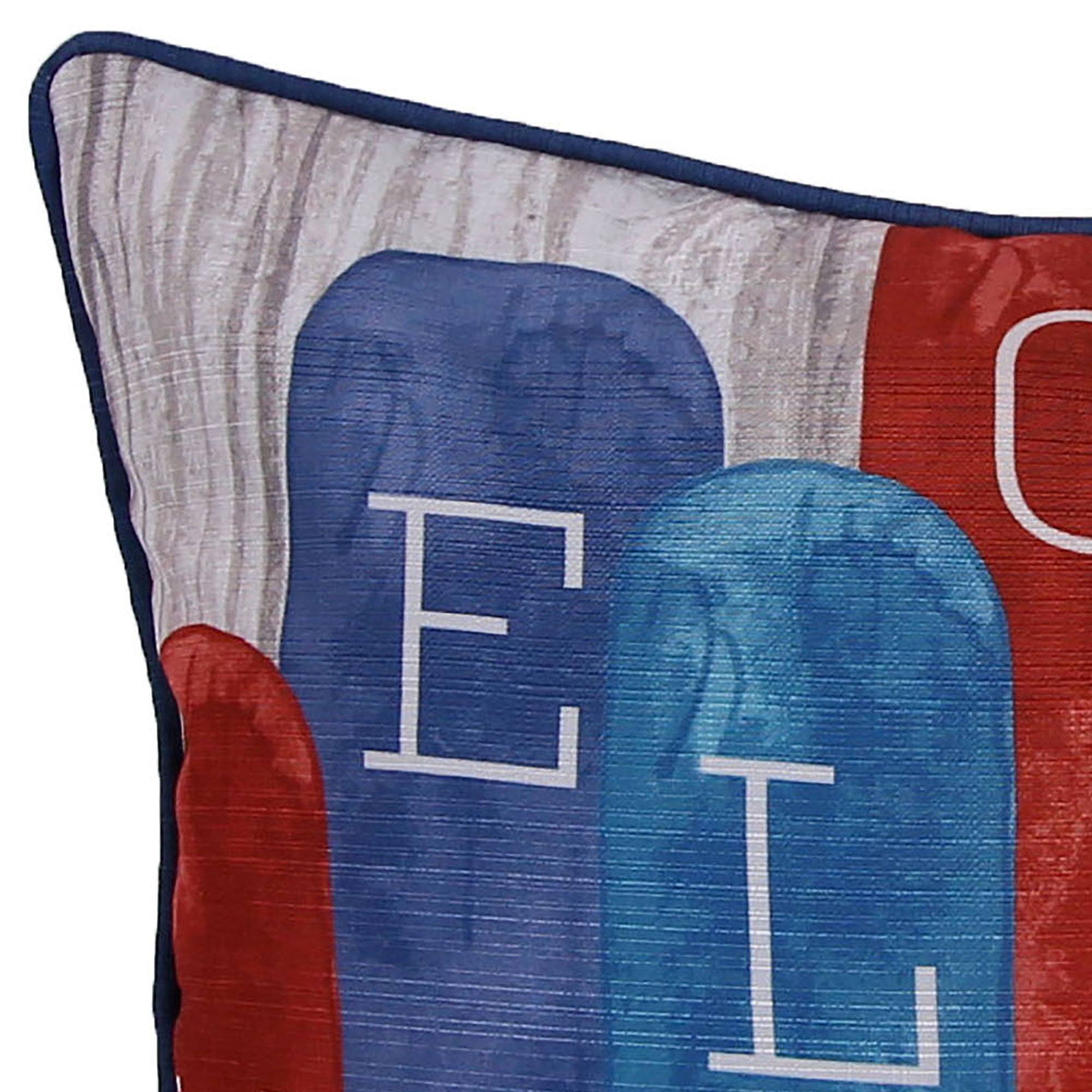 Jordan Manufacturing 18" x 18" Red, Blue and Gray Welcome Oars Nautical Square Decorative Throw Pillow with Welt