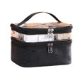 thumbnail image 1 of Double Layer Cosmetic Bag Square Organizer Large Toiletries Makeup Kit Pouch Travel Makeup Bag, 1 of 7