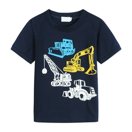 

QWERTYU Toddler Baby Child Children Kids T Shirts and Shorts Set Cartoon Print Clothing Set Short Sleeve Outfits Summer for Boy 1Y-8Y