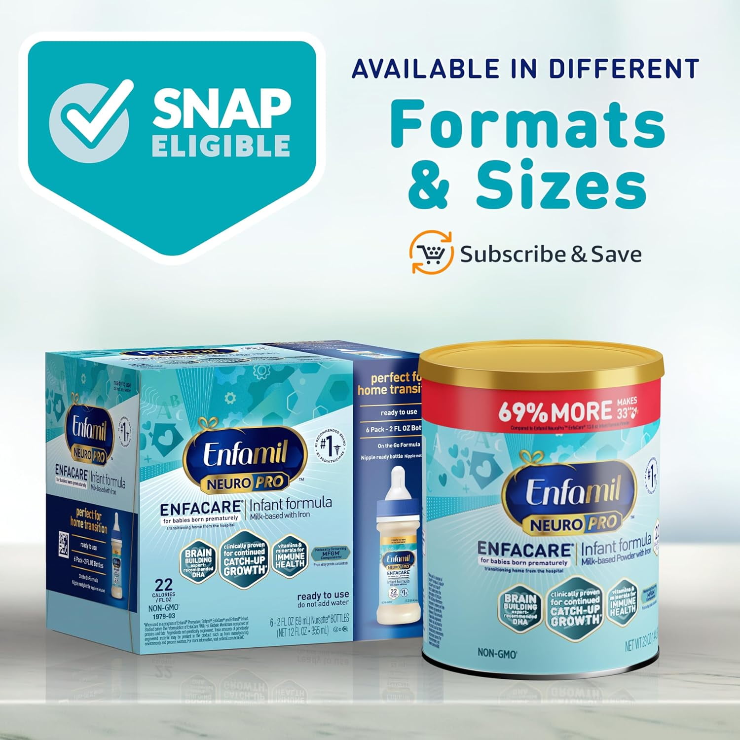 Enfamil NeuroPro EnfaCare Premature Discharge Powder Baby Formula, 23 oz Can, 4 count