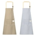 thumbnail image 2 of Home Kitchen Stain-Proof Apron, Women's Striped Apron with Pockets Cooking Apron, Cotton and Linen Sleeveless Smock, Adult Kitchen Apron, Blue, 2 of 9