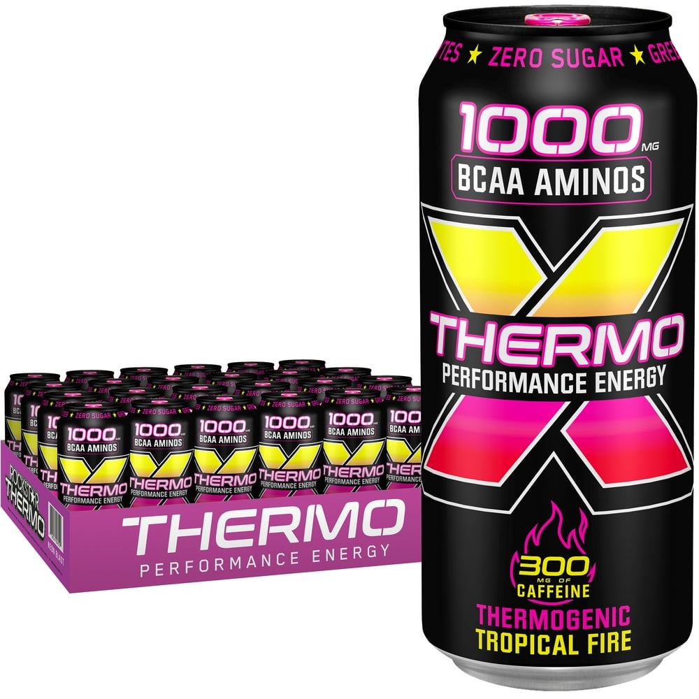 (24 Cans) Rockstar Thermo Tropical Fire Energy Drink, 16 fl oz