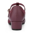 thumbnail image 4 of BLISSFUL STEP T-Strap Mary Janes for Women Ankle Strap Block Heels Pumps - Perfect for Parties and Cosplay Burgundy 7, 4 of 7