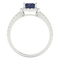 thumbnail image 4 of 1.86ct emerald cut blue sapphire 18k white gold halo Bridal Wedding Engagement Promise Anniversary Ring for Women size 7, 4 of 7