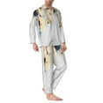 thumbnail image 3 of Kll Pumpkin And White Marble Sleepwear Mens Flannel Pajamas,Long Cotton Pj Set, 3 of 9