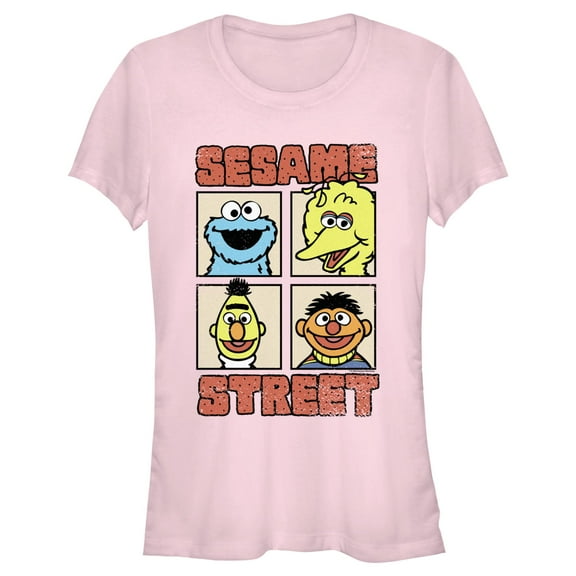 Junior's Sesame Street Four Panels Pals  Graphic T-Shirt