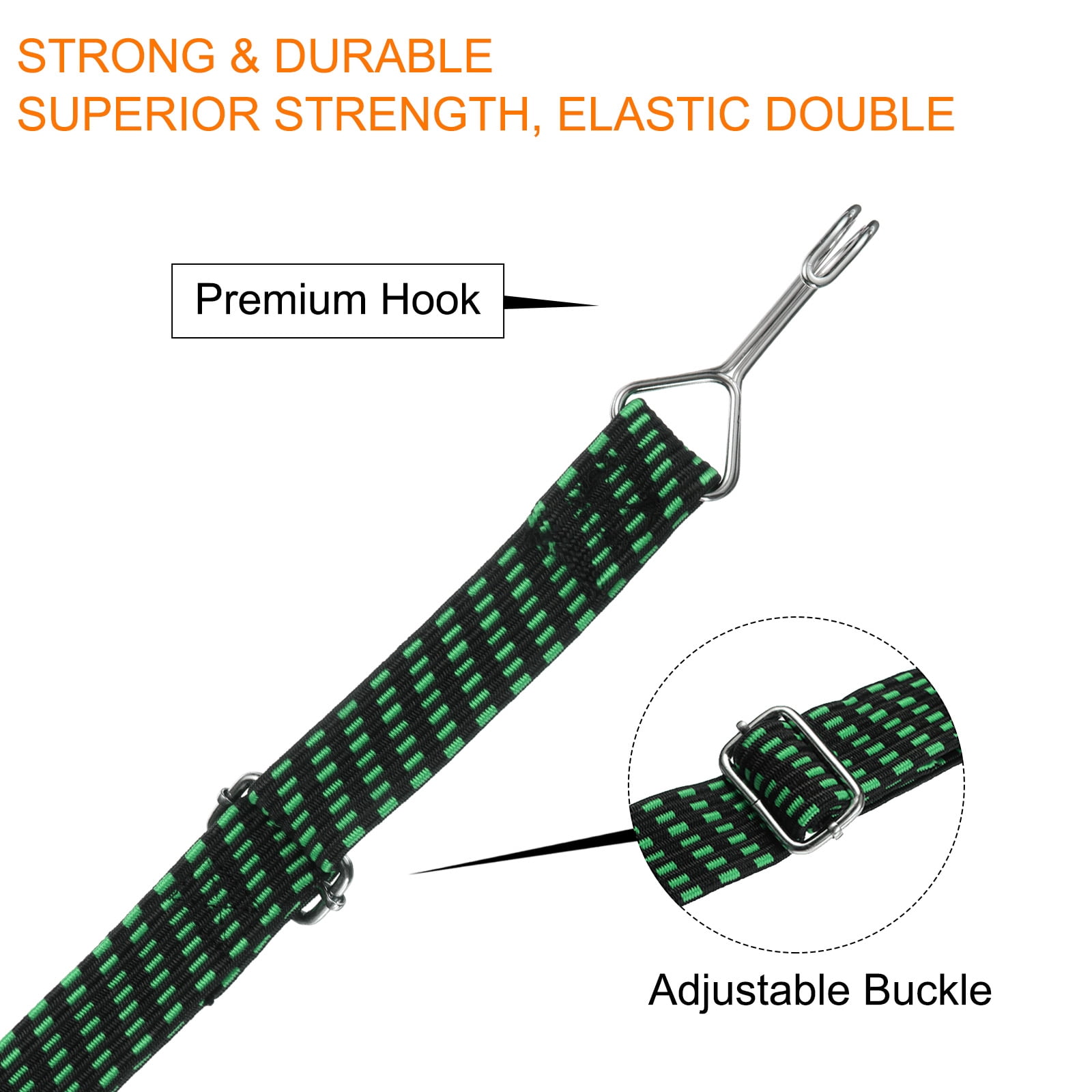 Uxcell 4Pcs Bungee Cord with Hooks 78" Latex Bungee Cords for Outdoor Camping Straps, Black Green