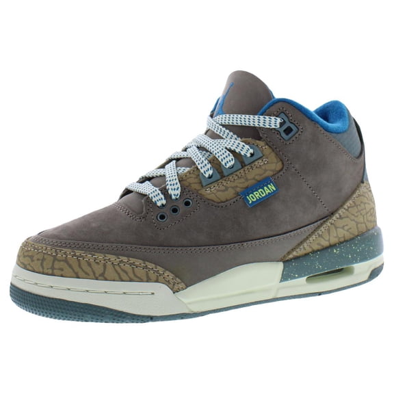 Nike Air Jordan 3 Retro Leather GS Girls Shoes Size 5, Color: Olive Grey/Green Abyss/Khaki