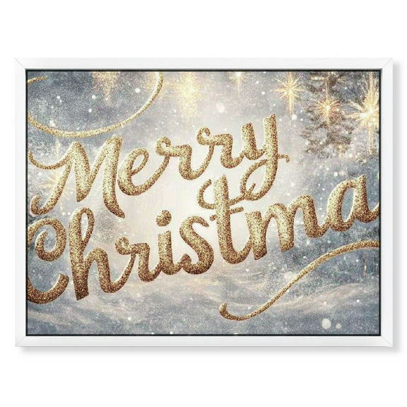 Studio Holiday and Seasonal Wall Art Canvas Prints 'Merry & Bright' Christmas Home Décor, Gray, Gold