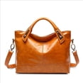 thumbnail image 4 of Bolso de mujer de moda retro de cuero brillante con aceite, bolso de mano de gran capacidad, bolso cruzado de hombro simple, 4 of 5