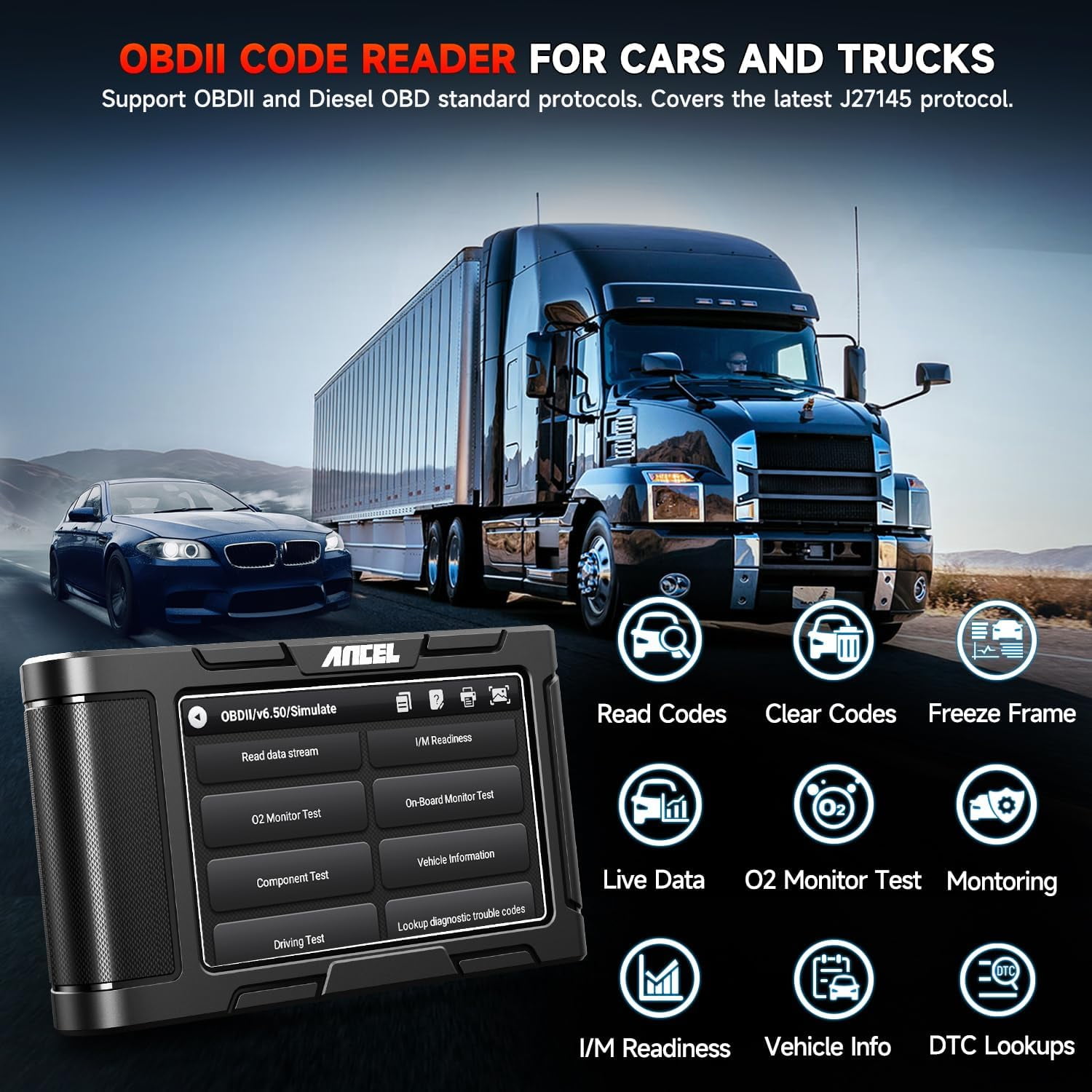 Scanner Diagnostic OBD ANCEL X7 HD Pour Camions Lourds (Kenworth, Etc.) Et Voitures - Neuf Avec Garantie 5 Ans