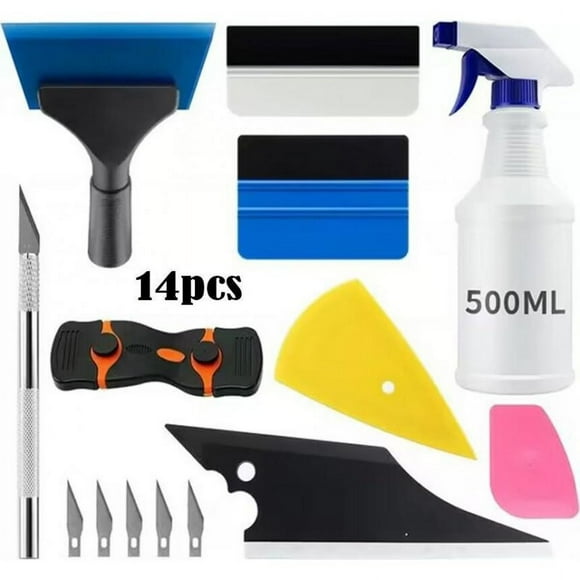 14Pcs Car Window Tint Application Tools Film Squeegee Spray Bottle Professional Vehicle Vinyl Wrap Installation Kit 14-piece car scraper set*-