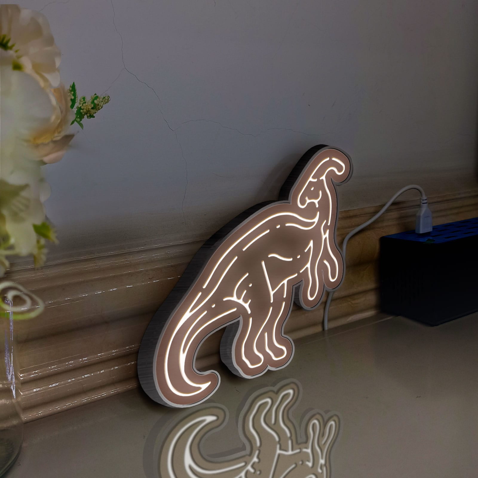 Dinosaur Led Light Box, Dimmable Neon-Like Light Signs USB Power for Wall Decor Bedroom Decoration, Static Light (WxH) 16"x15"