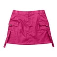 thumbnail image 3 of WEAIXIMIUNG Trendy 2024 Women Skirts Knee Length Low Waist Cargo Skirt Women Button Mini Cargo Skirt With Pocket A Line Skirt Hot Pink M, 3 of 5