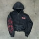thumbnail image 3 of Sudadera con capucha y cremallera con lavado ácido a la moda de moda Harajuku con estampado gráfico gótico retro sudadera de alta calidad ropa de hombre de gran tamaño, 3 of 4