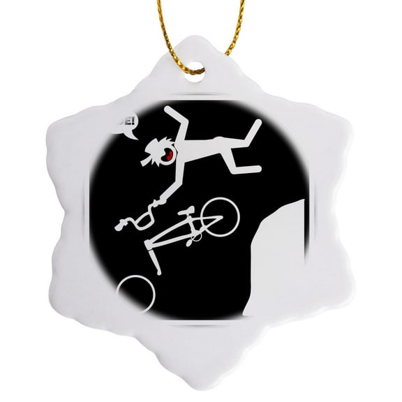 3drose, Bmx Jumpin Sign 2, 3 inch Snowflake Porcelain Ornament