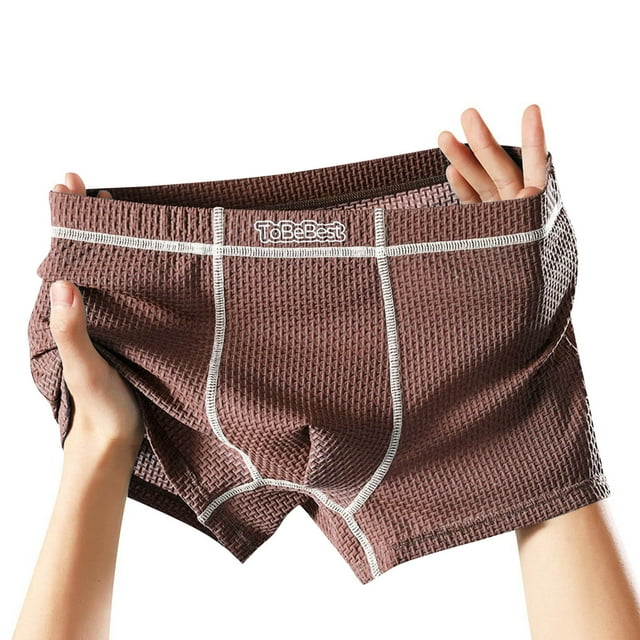 Amzcrzy Mens Underwear Boxer Briefs Soft Comfortable Mens Underwear Ribbed Breathable Mid-Rise Men's Boxer Briefs 2XL