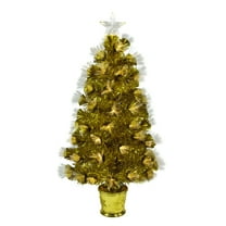 Northlight 3' Pre-Lit Gold Fiber Optic Artificial Christmas Tree, White Lights