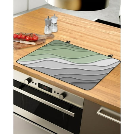 

Sage Green Grey Ombre Stove Top Covers for Electric Stove Heat Insulation Fireproof Glass Cooktop Cover Counter Top Glass Stove Cover for Prevent Scratches 24 x21 Modern Abstract Art Aesthetics