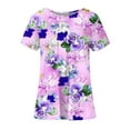 thumbnail image 6 of Miluxas Tops Clearance Plus Size Women's Printed Loose Short Sleeve Pullover Tops Blouse Pink 10(XL), 6 of 6