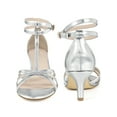 thumbnail image 4 of BLISSFUL STEP Open Toe Ankle Strap Slingback Kitten Heels Sandals for Women Silver 7, 4 of 8